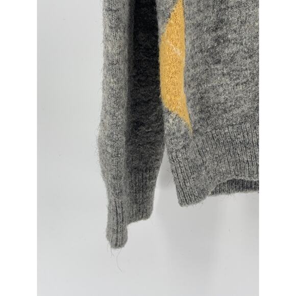 UNIQLO Ines De La Fressange Women's Gray-Yellow Argyle Button-Up Cardigan SZ S - Picture 9 of 11